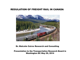 Regulation of Freight Rail in Canada