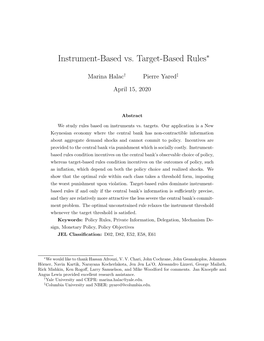 Instrument-Based Vs. Target-Based Rules∗