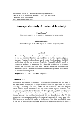 A Comparative Study of Versions of Javascript