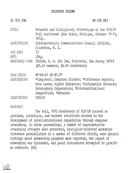 Interuniversity Communications Council (ENCOM), the Fall, 1972 Conference of Errom Focused On