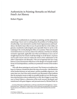 Authenticity in Painting: Remarks on Michael Fried's Art History