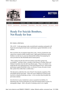 Ready for Suicide Bombers, Not Ready for Iran