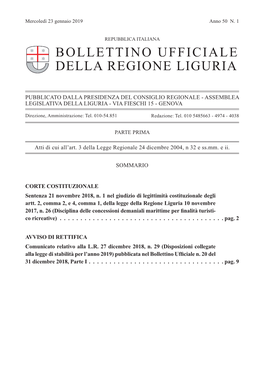 Bollettino Ufficiale Della Regione Liguria