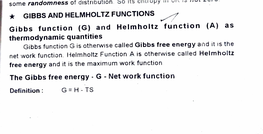 Thermodynamic Quantities G H-TS