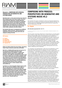 Composing with Process: Perspectives on Generative