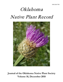 2018 Oklahoma Native Plant Record Volume 18 Table of Contents