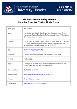 21 Ams Radiocarbon Dating of Bone Samples from The