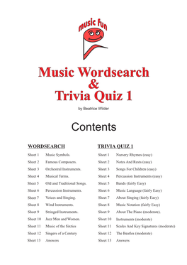 WORDSEARCH TRIVIA QUIZ 1 Sheet 1 Music Symbols