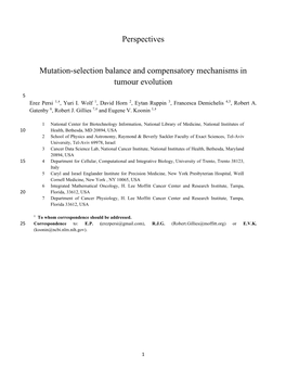 Perspectives Mutation-Selection Balance and Compensatory