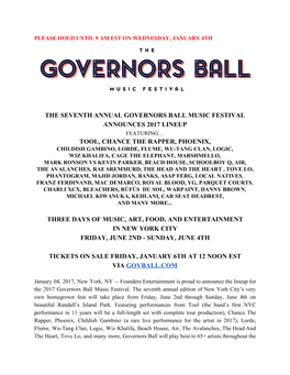 The Seventh Annual Governors Ball Music