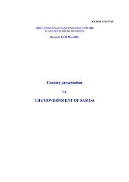 Country Presentation by the GOVERNMENT of SAMOA