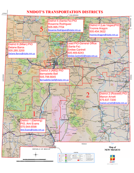 NMDOT's TRANSPORTATION DISTRICTS COLORADO Blue Hill C&T RR 5863' Ute # Ce Dar H Rron S La Plata Ill S ! A