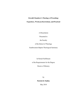 Oswald Chambers's Theology of Preaching