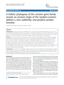 A Holistic Phylogeny of the Coronin Gene Family Reveals