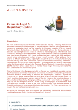 Cannabis Legal Regulatory Update April