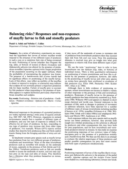 Responses and Non-Responses of Mayfly Larvae to Fish and Stonefly Predators