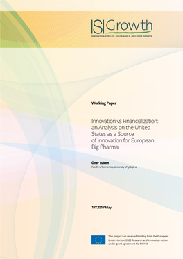 Innovation Vs Financialization: an Analysis on the United States As a Source of Innovation for European Big Pharma