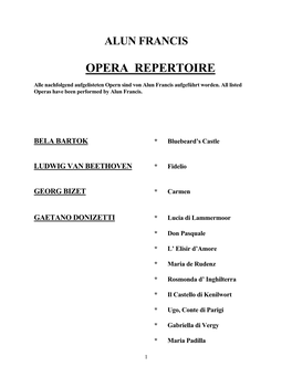 Opera Repertoire