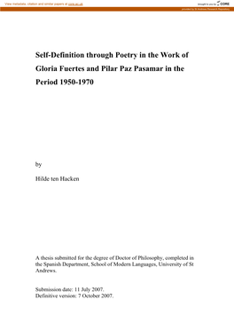 Self-Definition Through Poetry in the Work of Gloria Fuertes and Pilar Paz Pasamar in the Period 1950-1970