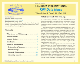 Killi-Data News KILLI-DATA INTERNATIONAL Killi-Data News Volume 1, Issue 1, Pages 1–15, 4 April 2016