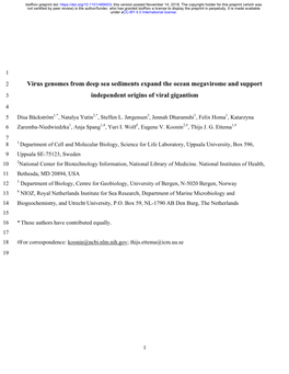 Virus Genomes from Deep Sea Sediments Expand the Ocean Megavirome and Support Independent Origins of Viral Gigantism
