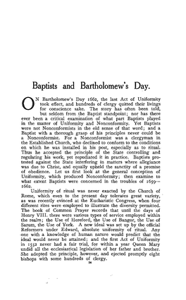 Baptists and Bartholomew's Day