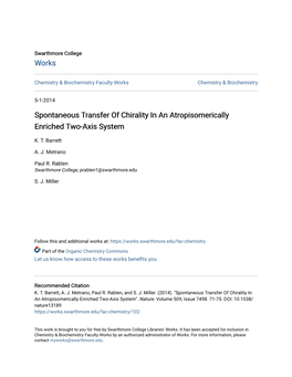 Spontaneous Transfer of Chirality in an Atropisomerically Enriched Two-Axis System