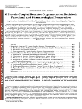 G Protein–Coupled Receptor Oligomerization Revisited: Functional and Pharmacological Perspectives