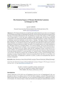 The Botanical Legacy of Thomas Hardwicke's Journey to Srinagar In