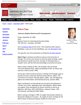 Robert Pape | Mershon Center for International Security Studies | the Ohio State University