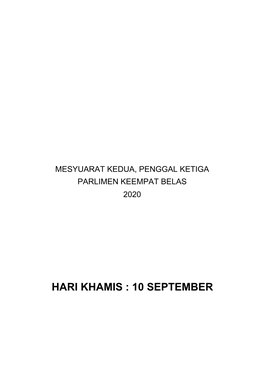 Hari Khamis : 10 September No Soalan: 1