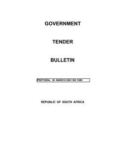 Tender Bulletin No.1995