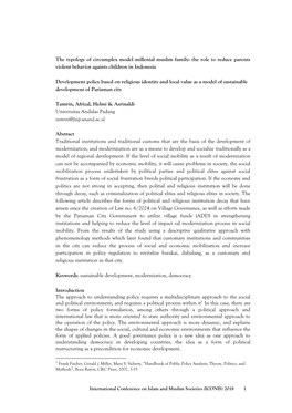 The Typology of Circumplex Model Millenial Muslim Family: the Role to Reduce Parents Violent Behavior Againts Children in Indonesia