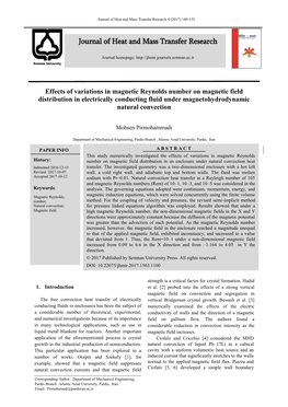 Effects of Variations in Magnetic Reynolds Number on Magnetic Field Distribution in Electrically Conducting Fluid Under Magnetohydrodynamic Natural Convection