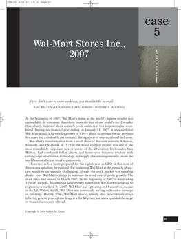 Case 5 Wal-Mart Stores Inc., 2007