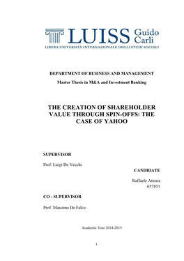 The Creation of Shareholder Value Through Spin-Offs: the Case of Yahoo