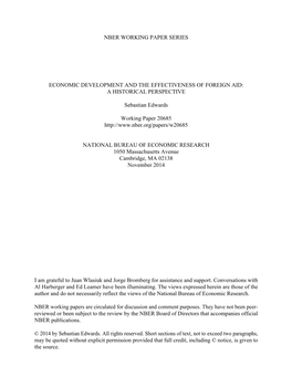 Economic Development and the Effectiveness of Foreign Aid: a Historical Perspective