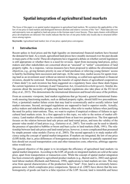 Spatial Integration of Agricultural Land Markets