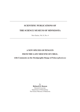 Scientific Publications of the Science Museum of Minnesota