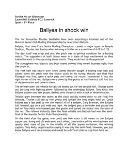 Ballyea in Shock Win