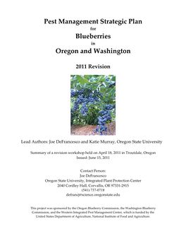 Pest Management Strategic Plan Blueberries Oregon and Washington