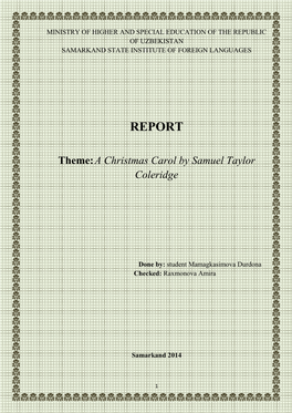 REPORT Theme:A Christmas Carol by Samuel Taylor Coleridge