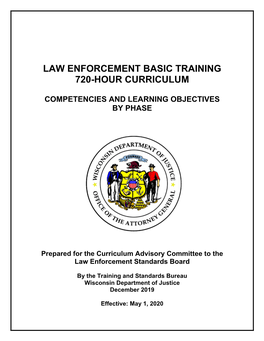 Law Enforcement Basic Training 720 Hour Curriculum