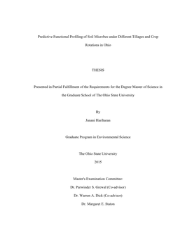 Predictive Functional Profiling of Soil Microbes Under Different Tillages and Crop