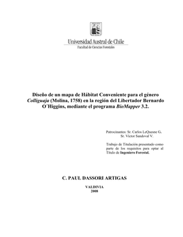 Diseño De Un Mapa De Hábitat Conveniente Para El Género Colliguaja (Molina, 1758) En La Región Del Libertador Bernardo O´Higgins, Mediante El Programa Biomapper 3.2