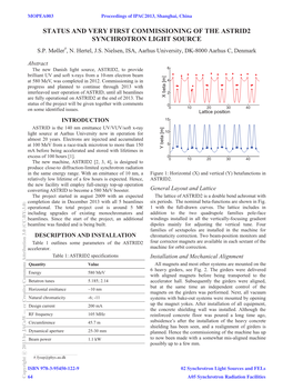 Status and Very First Commissioning of the Astrid2 Synchrotron Light Source S.P