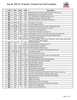 2021 August O and G Gauge Auctiion List..Xlsx