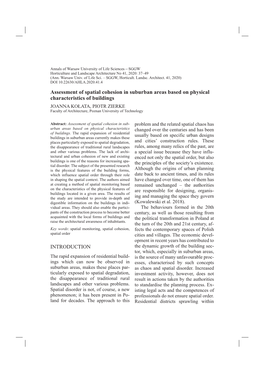 INTRODUCTION Assessment of Spatial Cohesion in Suburban Areas