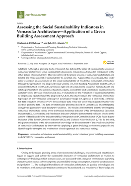 Assessing the Social Sustainability Indicators in Vernacular Architecture—Application of a Green Building Assessment Approach