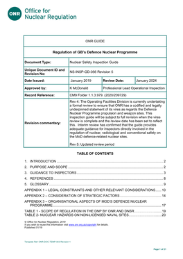 Regulation of GB's Defence Nuclear Programme